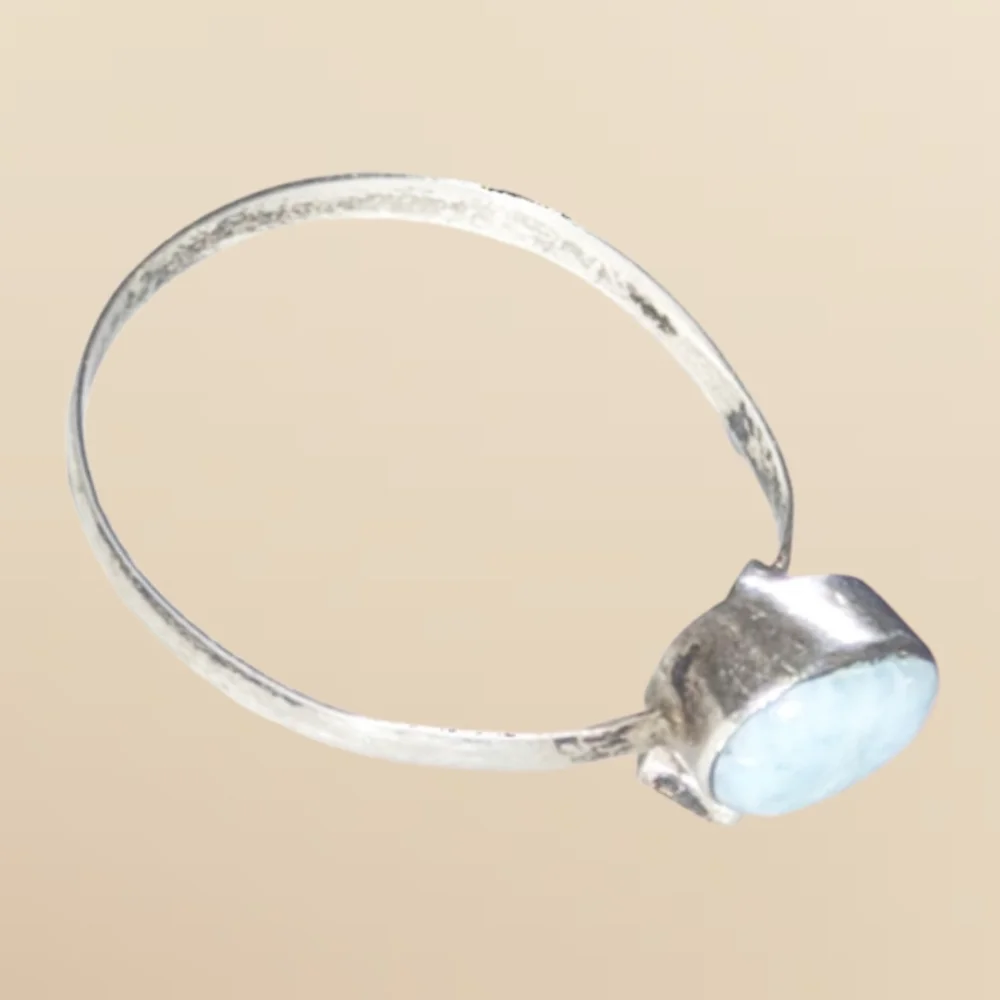 Natural Larimar Sterling Silver Bypass Ring Size 12 Handmade